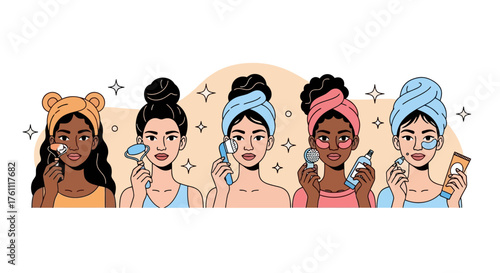 Diverse Women Enjoying Spa Day Skincare and Beauty Routine