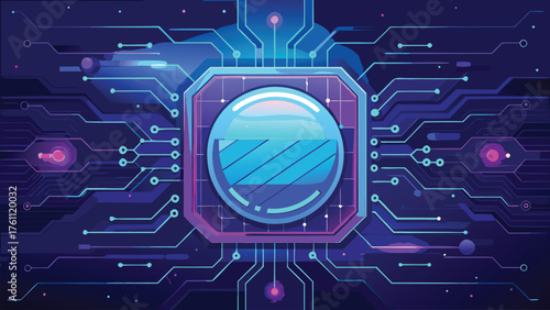 Futuristic Blue Circuit Network | Glowing Tech Interface and Digital Innovation Concept