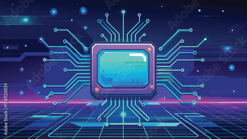 Futuristic Blue Circuit Network | Glowing Tech Interface and Digital Innovation Concept