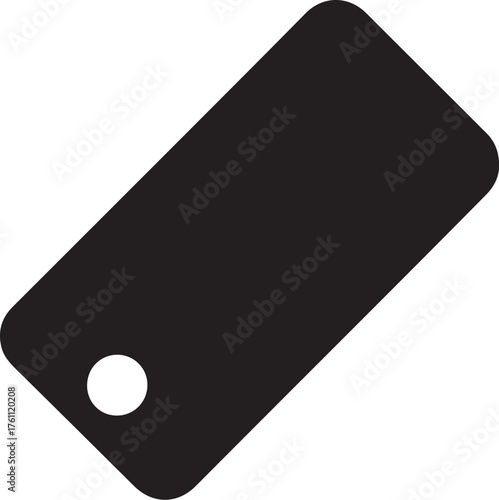 Black Silhouette of a Rectangular Tag with a Hole on a White Background label price tag also transparent background