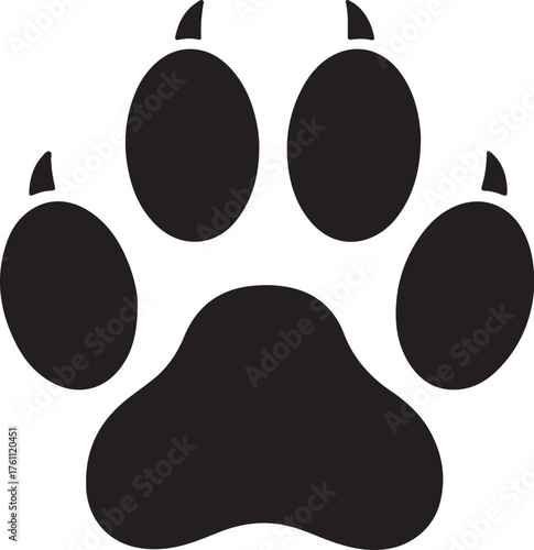 Black Paw Print Icon on White Background animal also transparent background