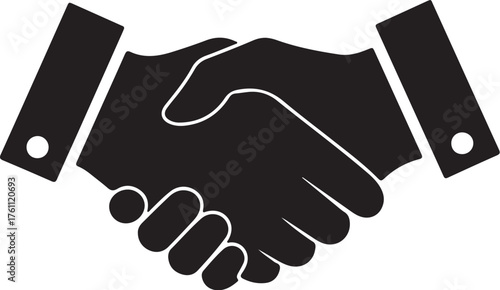 Black Silhouette of Two Hands Shaking in Agreement on White Background handshake business also transparent background