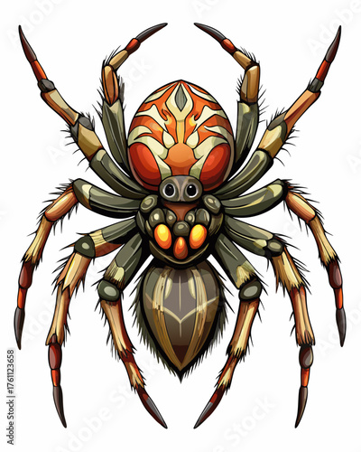 Spider, real print Style, white background