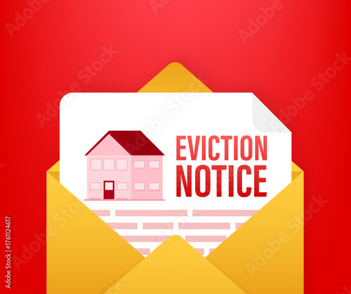 Eviction notice letter with house illustration from envelope