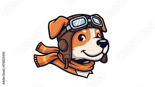 Cute Pilot Dog Cartoon Character