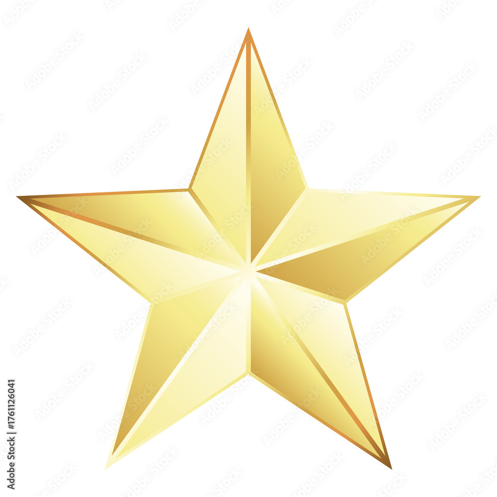 Fototapeta premium Five-pointed golden star isolated element
