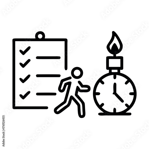 Vector illustration of a set of business icons showing time, clock, and people symbols for success concept design