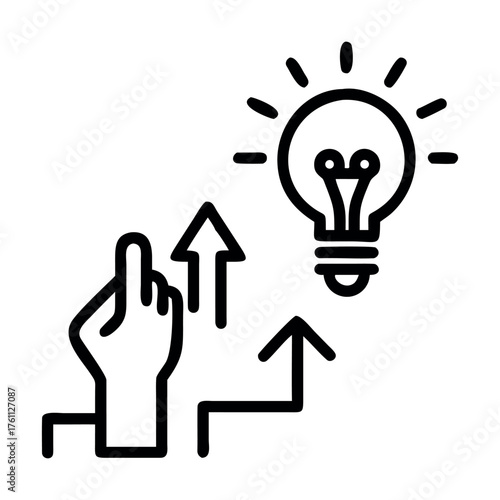 A glowing light bulb icon symbolizes a bright idea or concept of innovation and energy