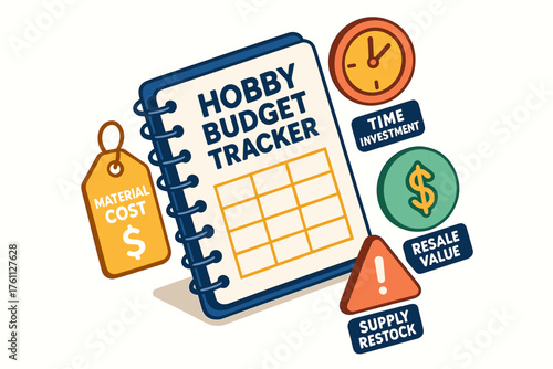 Hobby budget tracker with cost, investment, and resale icons