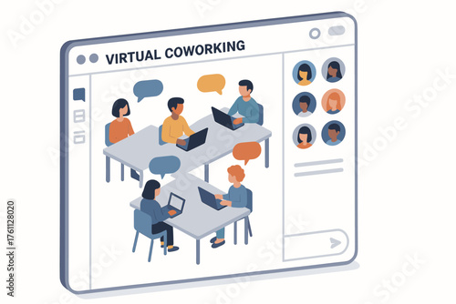 Virtual coworking platform with diverse team collaborating online