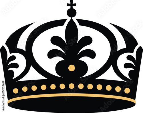 vector black silhouettes of crowns isolated on a white background.