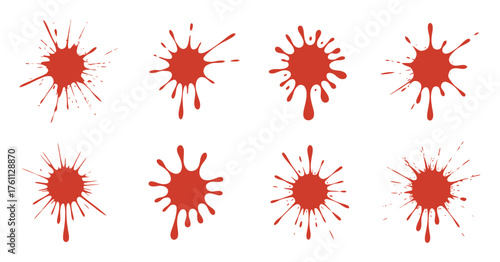 Red Ink Splatter Set: Vector Graphics for Artistic Blood Splatter Effects