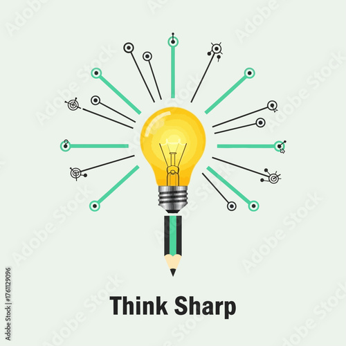 A creative concept illustration of a glowing lightbulb with a pencil tip, representing innovative thinking and smart educational ideas