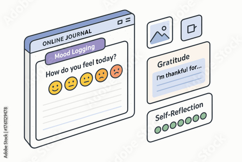 Online journal interface for mood logging and self-reflection activities