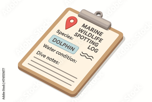 Marine wildlife spotting log with dolphin species highlight