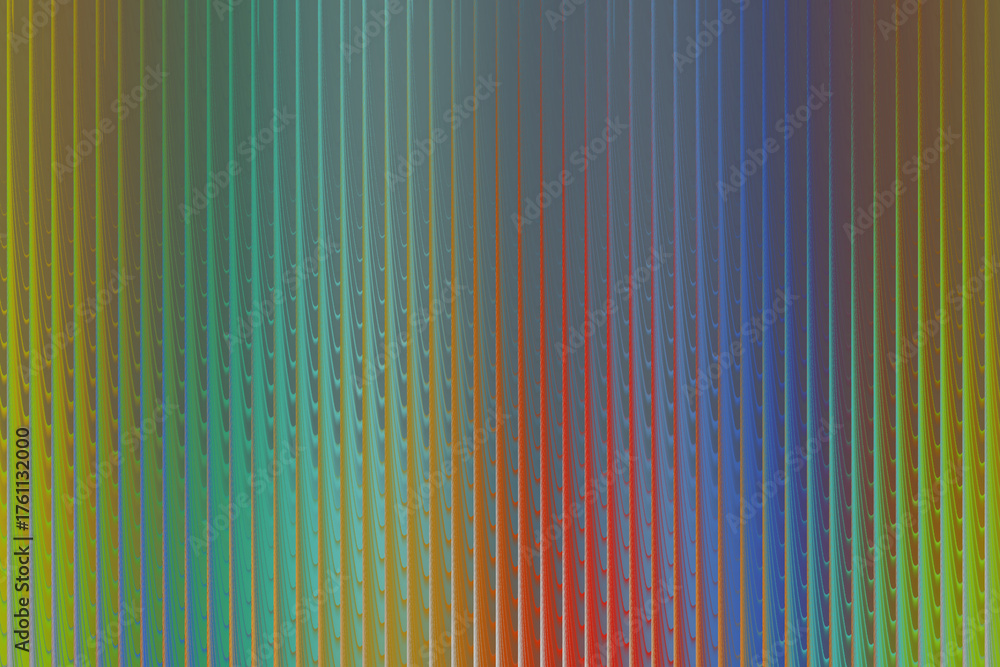 Fototapeta premium Abstract vertical stripes of vibrant colors, including green, yellow, red, and blue, create a mesmerizing and dynamic visual texture with a subtle shimmer, digital design