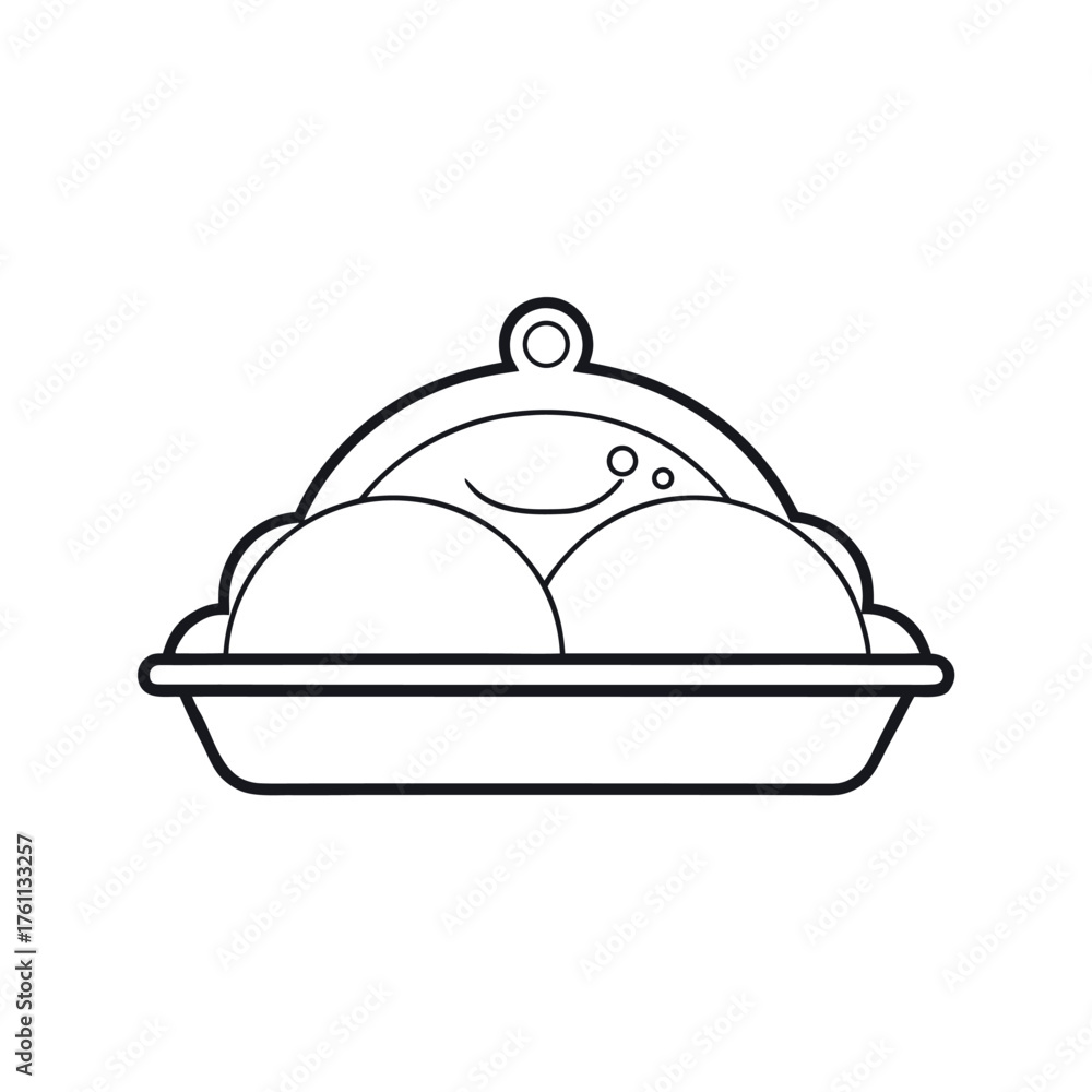 Fototapeta premium Food Tray Outline Vector Illustration