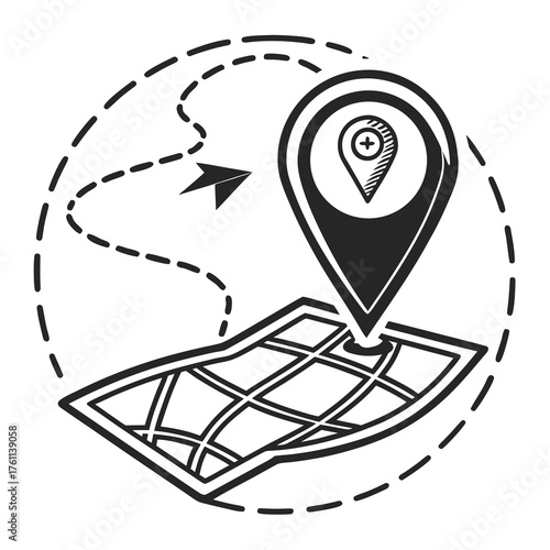 Black and White Location Pin Map Icon Vector