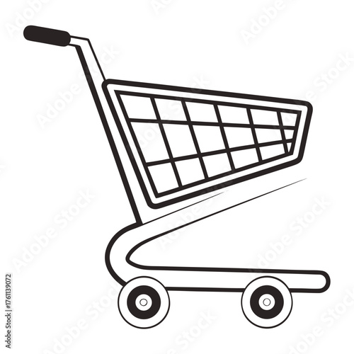 Minimal Black and White Shopping Cart Icon Vector