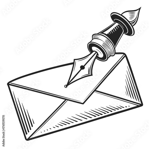 Black and White Mail Envelope Icon Vector