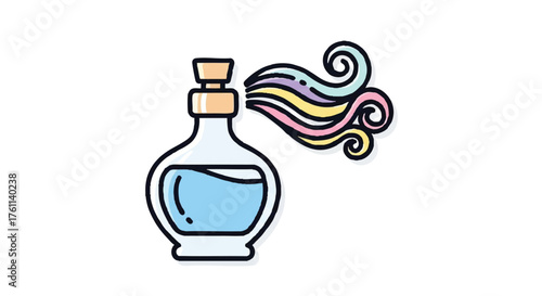13. **perfume bottle with scent trails outline icon vector full color**
