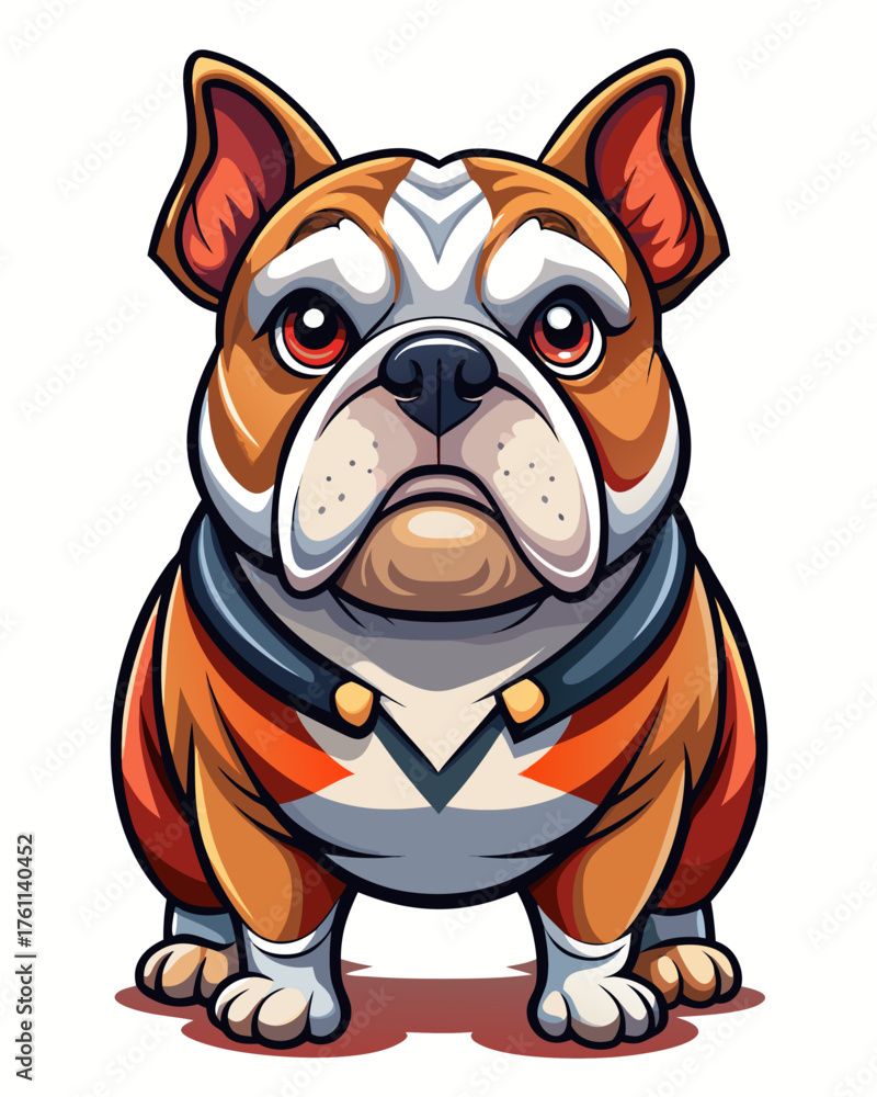 Naklejka premium mini bulldog ,full body , real print Style, white background 