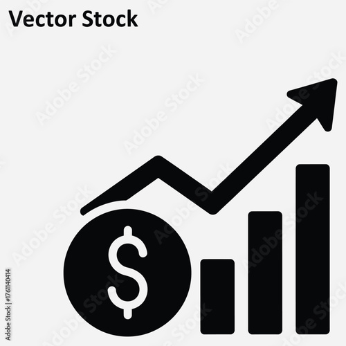 Financial Growth Icon Rising Chart with Dollar Sign, Representing Business Success & Investment Trends