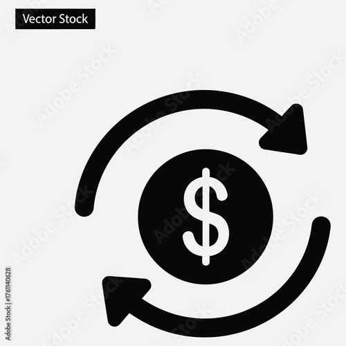 Financial circulation icon representing currency exchange, money transfer, and cashback services