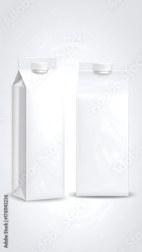 Two blank white juice cartons