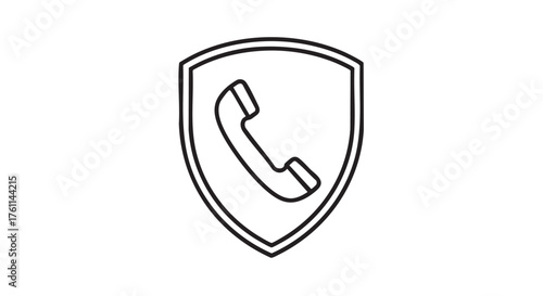 Vector art of outline of telephone receiver inside shield design
