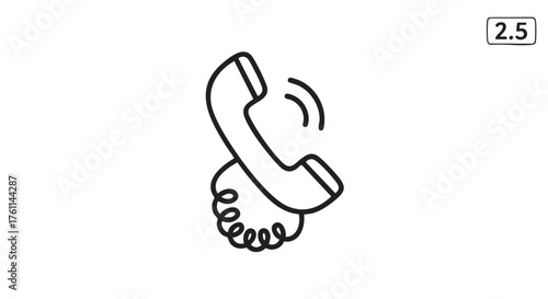 Vector art of outline of a telephone receiver with cord