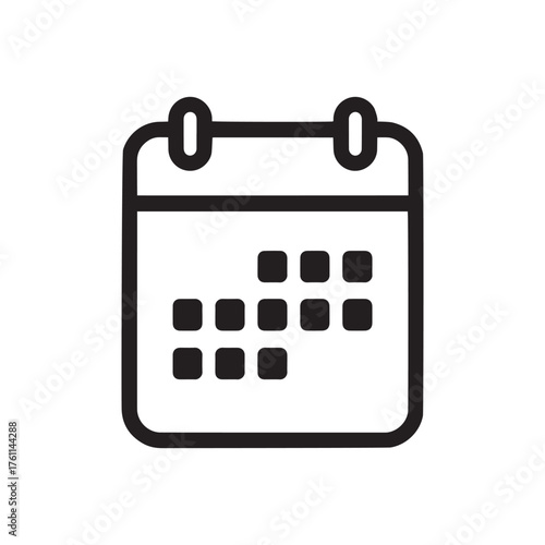 Simple Calendar Icon with Grid of Squares
