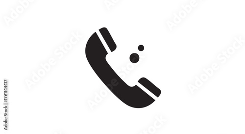 Vector art of black telephone receiver icon with dots