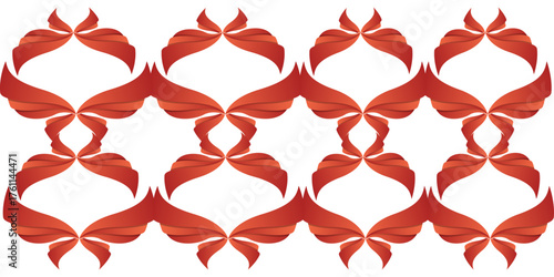Black vector hipster mustache and beard seamless pattern on a red hearts background for men's fashion design and love decoration