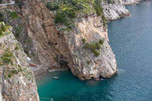 Canvas Print Hidden Beach beneath Cliffs, Amalfi Coast