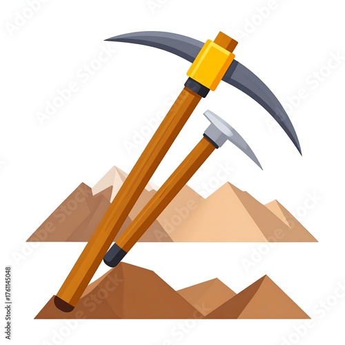 Two ice axes on mountains