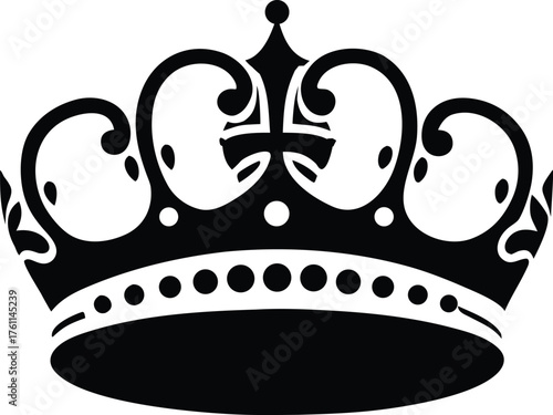 vector black silhouettes of crowns isolated on a white background.