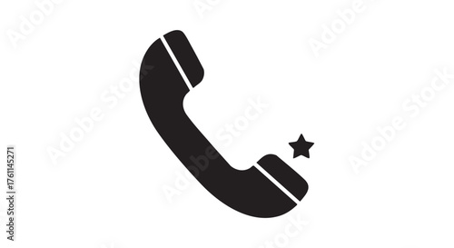 Vector art of black telephone receiver with a star