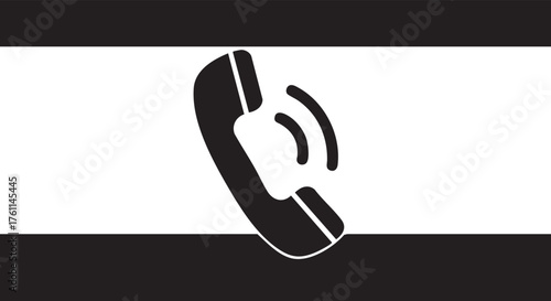 Vector art of ringing telephone receiver with black stripes design