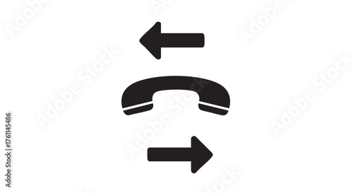 Vector art of phone receiver with arrows pointing in opposite directions