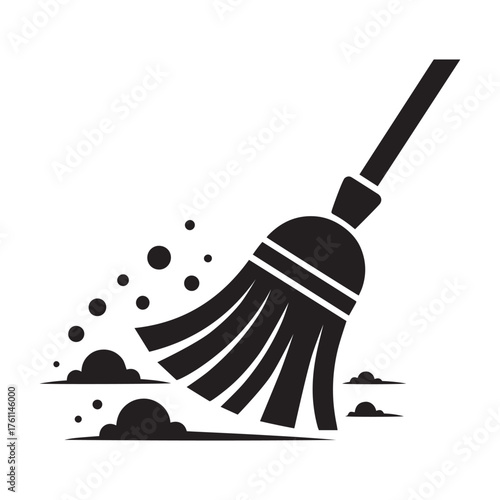 Broom Sweeping Dust and Debris Icon