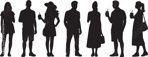 People Silhouettes Standing Together Casual Outfits