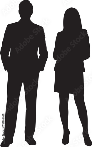 Business team silhouette man and woman