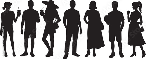 Group of People Silhouettes in Black
