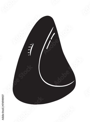 Black abstract shape with white curved lines and hash marks on white background vector