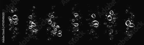 Underwater water droplets and splash effect on black background, transparent texture with sea and air bubbles png.