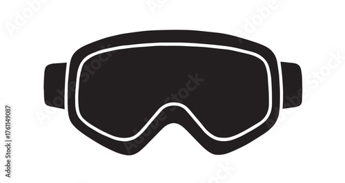 Black silhouette of ski goggles with white outline on a white background snow goggles winter sports