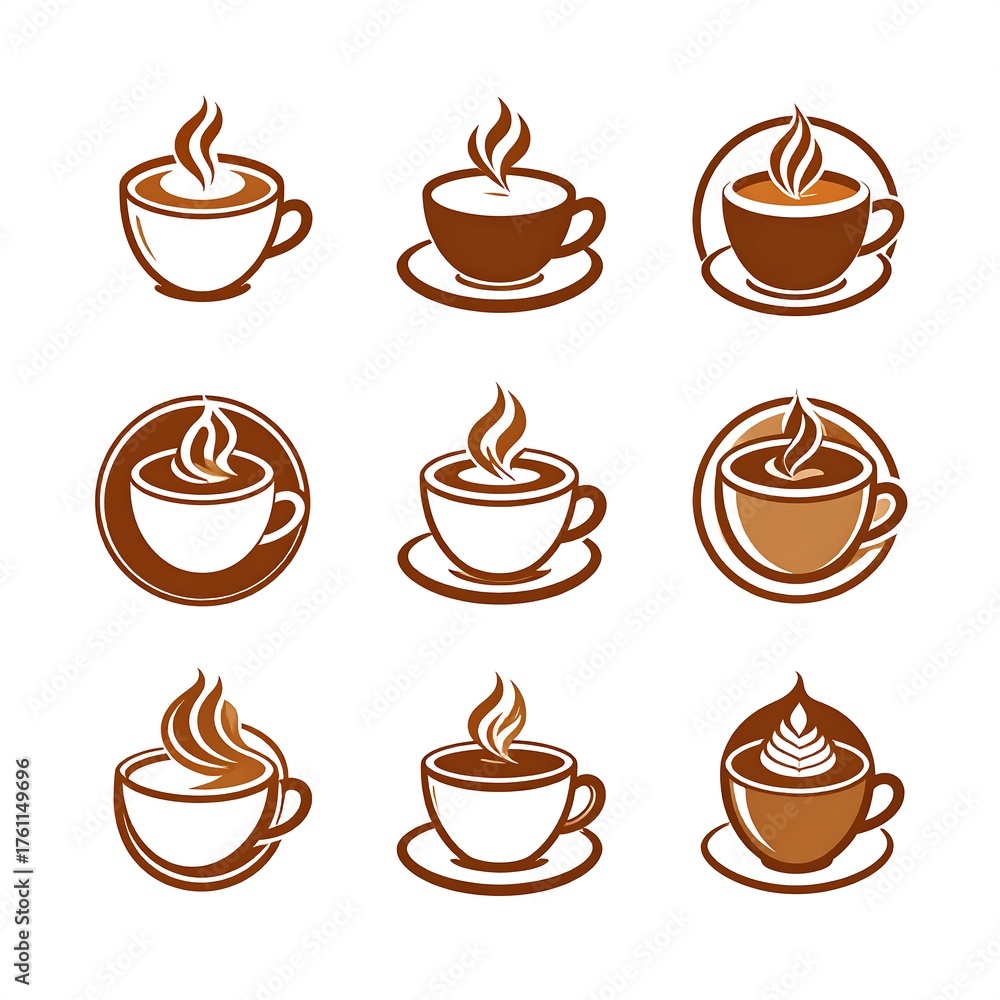Obraz premium Various coffee cup illustrations