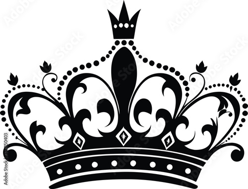 vector black silhouettes of crowns isolated on a white background.