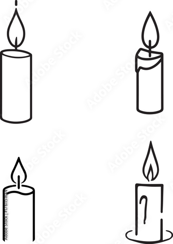 Candle Line Icon – Minimalist Light Flame Symbol for Decoration and Spiritual Design